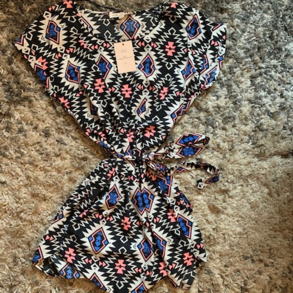 Pink Rose Aztec Tie Dress